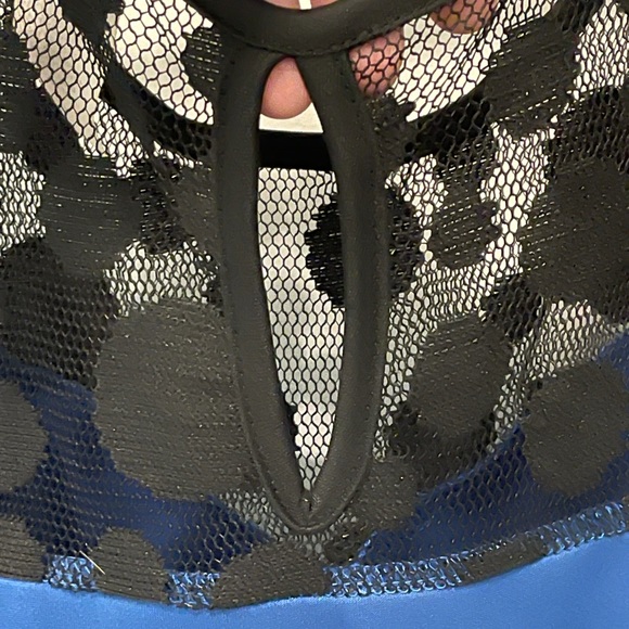 Blue Fit & Flare Cocktail Dress with Black Lace 1X - Picture 6 of 12